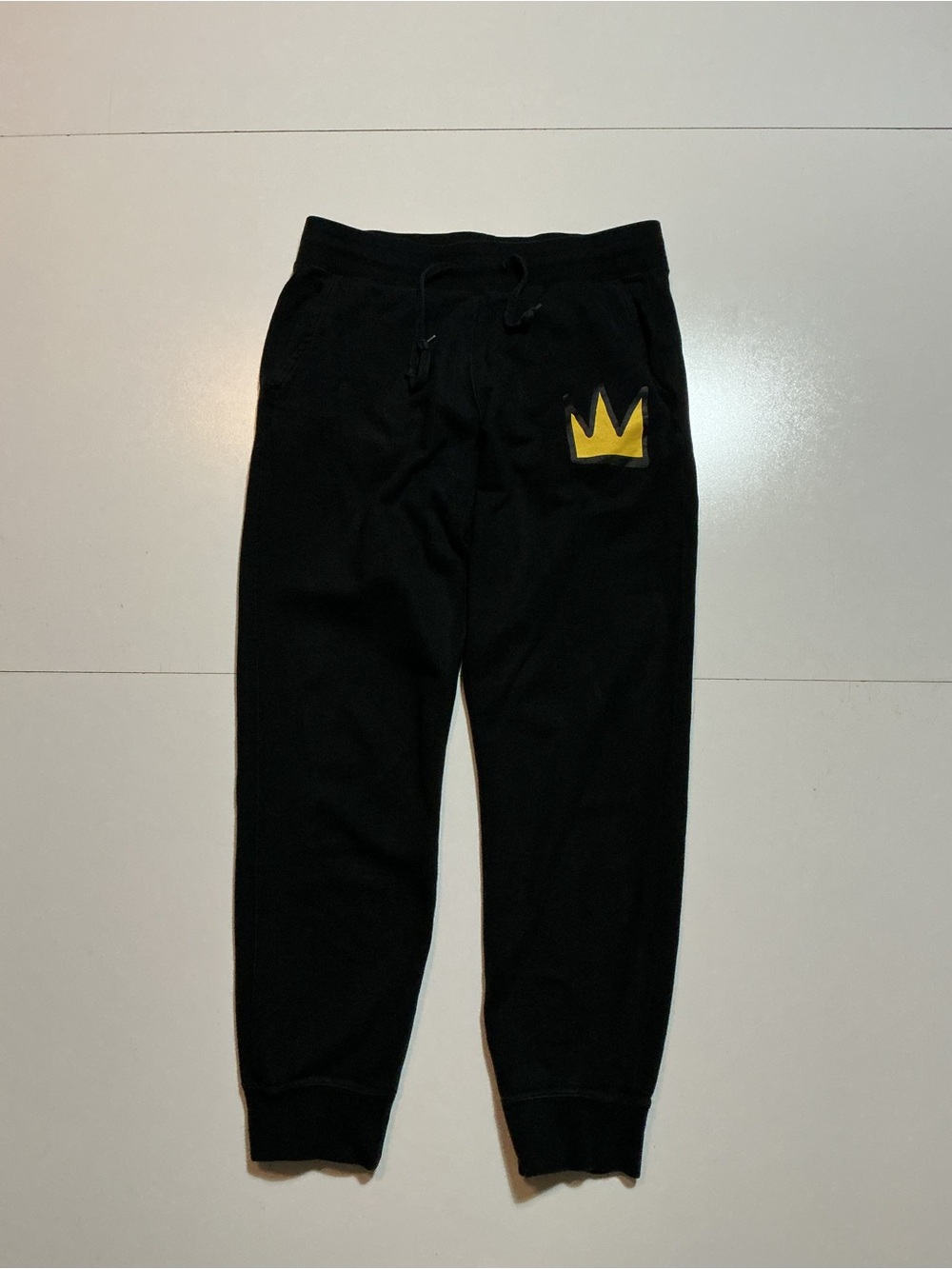 Uniqlo Sprz NY Jean Michel Basquiat Crown Graphic Black Jogger Sweatpants